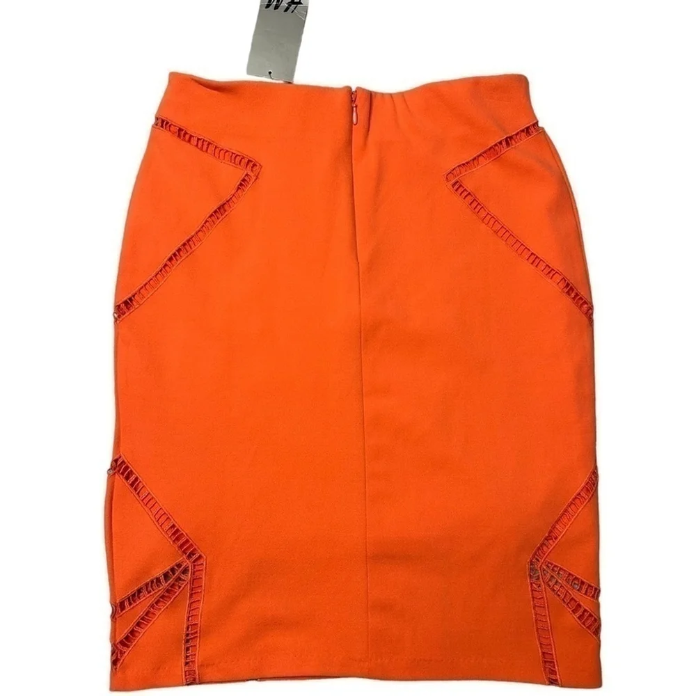 H&M Neon Orange Lasercut Matching Set Crop Top & Skirt Set Size XS/Small